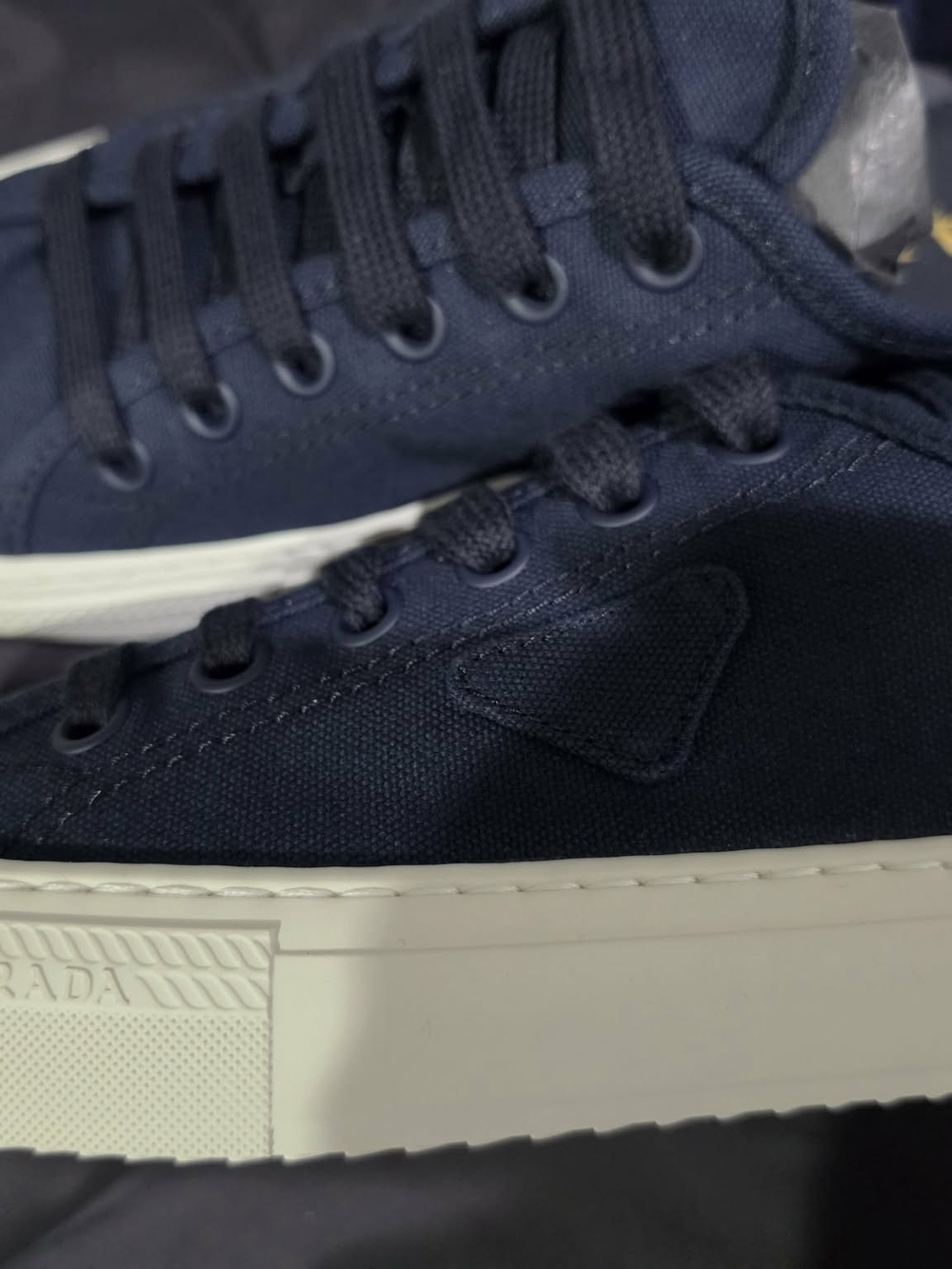 Men's Prada Navy Canvas Low-Top Sneakers - Picture 2 of 10